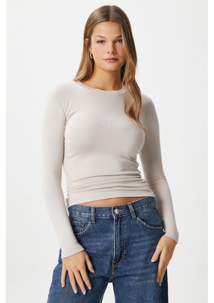 Kadın Lux Touch Yumuşak Doku Bej Bluz indirimleri