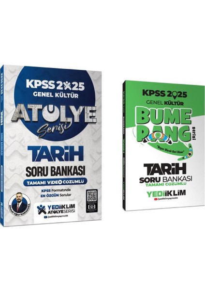 2025 KPSS Genel Kültür Bumerang Tarih Tamamı Çözümlü Soru Bankası ve Yediiklim Yayınları 2025 KPSS Genel Kültür Tarih Atölye Serisi Tamamı Video Çözümlü Soru Bankası