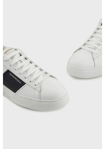 Logolu Hakiki Deri Sneaker Ayakkabı Erkek Ayakkabı EM003701 AF18017 MZ021 fırsatları