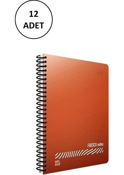 Fresco Spiralli Plastik Kapak Defter A5 72 Yp Kareli 4943 12'li Paket