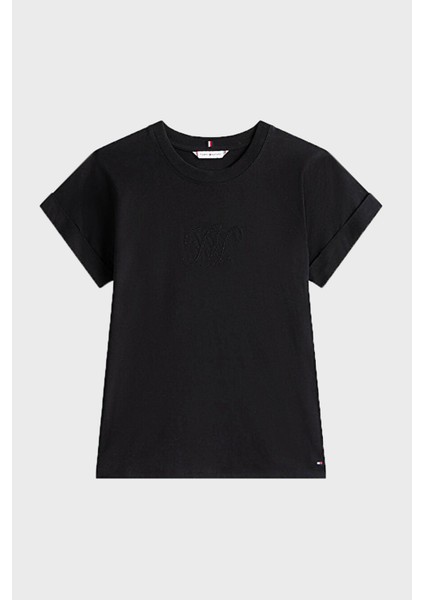 % 100 Pamuk Regular Fit Bisiklet Yaka Logolu T Shirt Bayan T Shirt WW0WW47157 Bds fırsatları