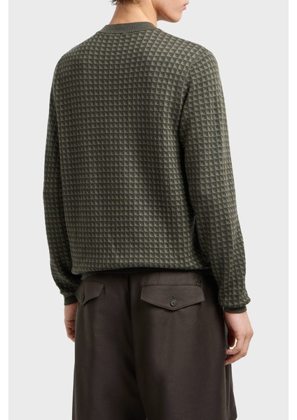 Yünlü Jakarlı Logo Baskılı Regular Fit Bisiklet Yaka Kazak Erkek Kazak EM001989 AF14199 F8047 modelleri