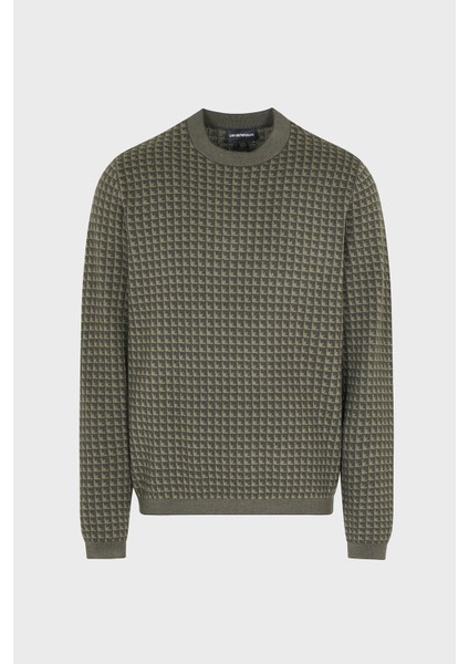 Yünlü Jakarlı Logo Baskılı Regular Fit Bisiklet Yaka Kazak Erkek Kazak EM001989 AF14199 F8047 indirimleri