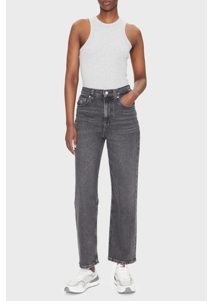 Pamuklu Straight Fit Yüksek Bel Düz Paça Jeans Bayan Kot Pantolon DW0DW20646 1bz