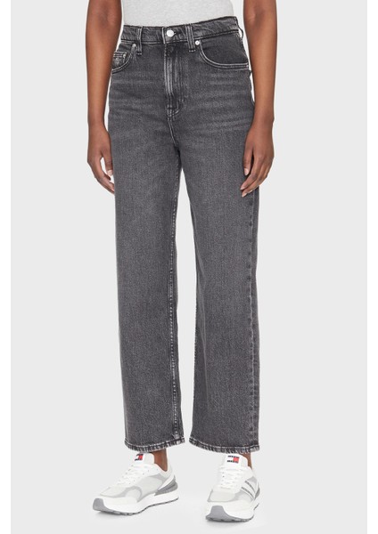 Pamuklu Straight Fit Yüksek Bel Düz Paça Jeans Bayan Kot Pantolon DW0DW20646 1bz fiyatları