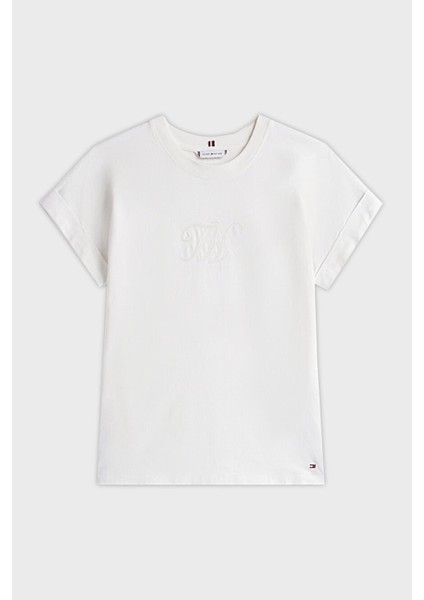 % 100 Pamuk Regular Fit Bisiklet Yaka Logolu T Shirt Bayan T Shirt WW0WW47157 Ybl