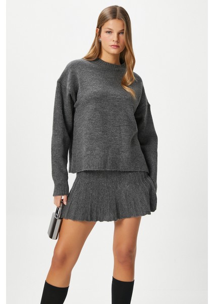 Kadın Hope Kazak Etek Alt Üst Antrasit Triko Takım