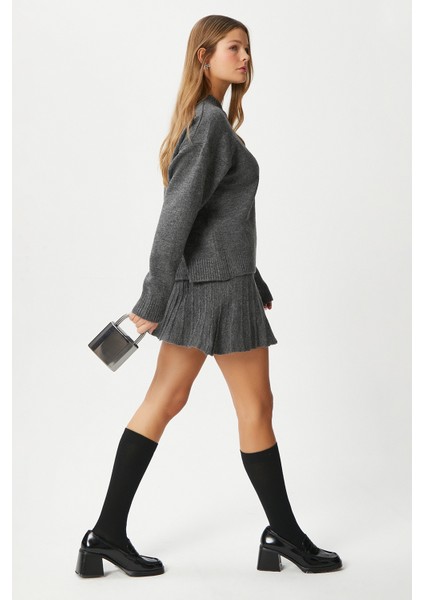 Kadın Hope Kazak Etek Alt Üst Antrasit Triko Takım fiyatları