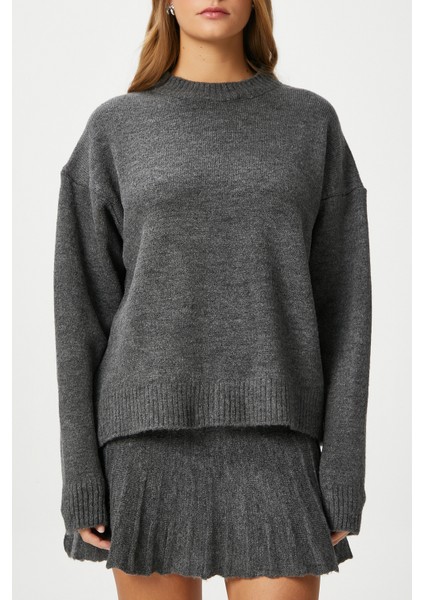 Kadın Hope Kazak Etek Alt Üst Antrasit Triko Takım fırsatları