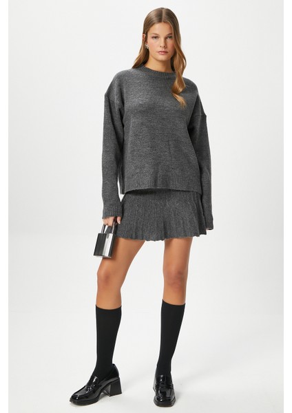 Kadın Hope Kazak Etek Alt Üst Antrasit Triko Takım