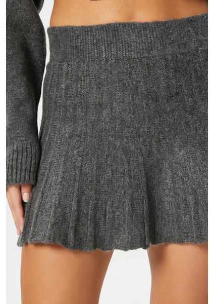 Kadın Hope Kazak Etek Alt Üst Antrasit Triko Takım