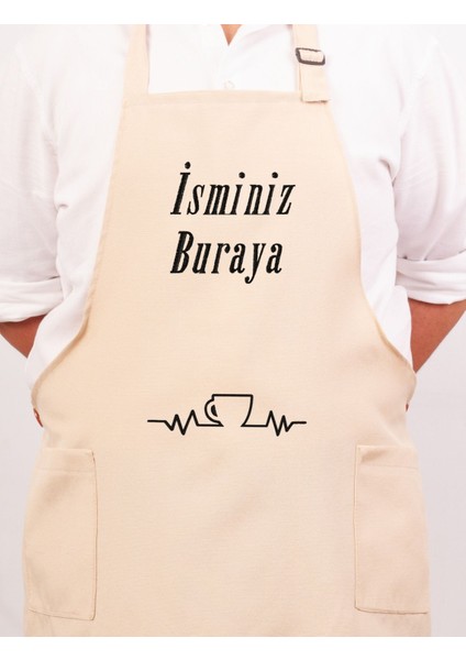Mutfak Önlüğü Kişiye ve Isme Özel Nakışlı Mutfak Önlüğü Fincan Farklı Renkler