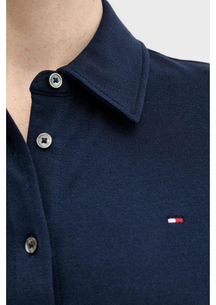 Logolu Pamuklu Slim Fit Uzun Kollu Gömlek Bayan Gömlek WW0WW43528 C1G indirimleri