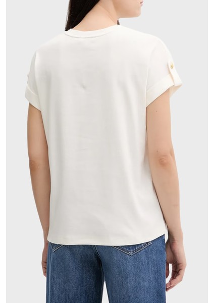 % 100 Pamuk Regular Fit Bisiklet Yaka T Shirt Bayan T Shirt WW0WW45628 Ya8 modelleri