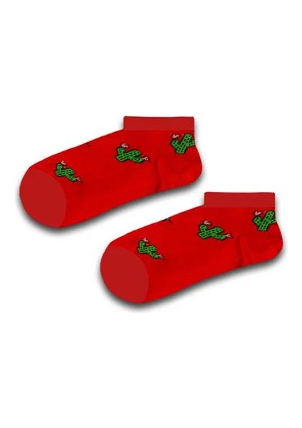 Kırmızı Kaktüs Renkli Unisex Çorap