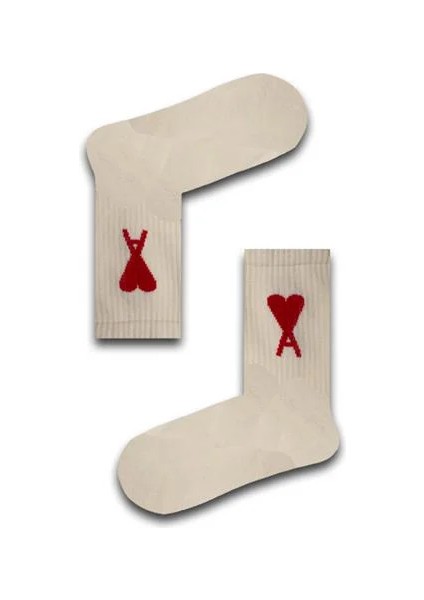 Kalp Desenli Unisex Atletik Çorap