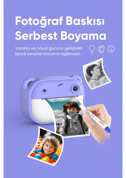 Çocuklar Için Siyah-Beyaz Yazıcı Eğlenceli Fotoğraf Makinesi Oyunlar ve Çift Kamera Müzik Bir Arada fiyatları