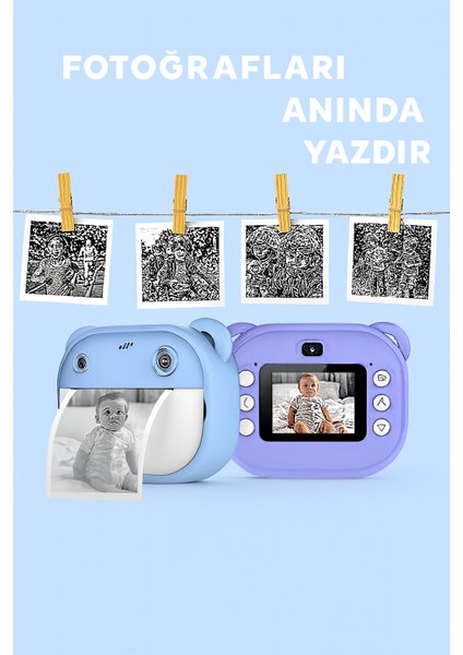 Çocuklar Için Siyah-Beyaz Yazıcı Eğlenceli Fotoğraf Makinesi Oyunlar ve Çift Kamera Müzik Bir Arada fırsatları