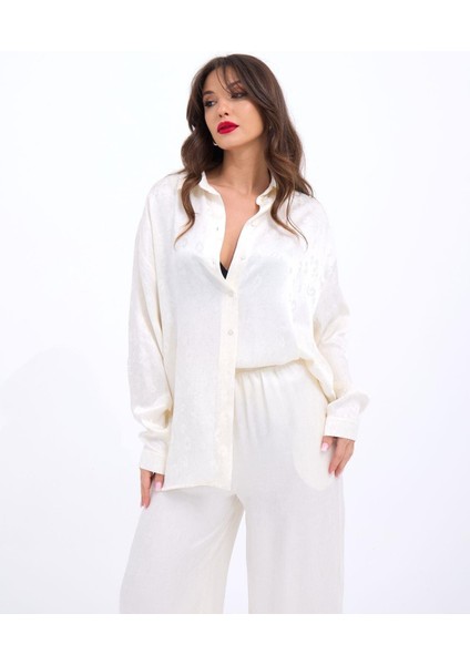 Baskılı Oversize Bisiklet Yaka T-Shirt - Beyaz indirimleri