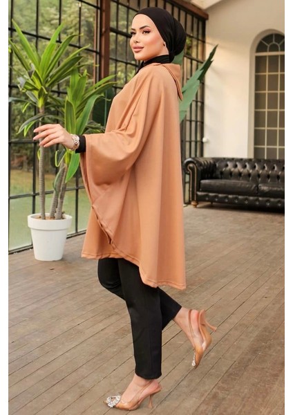 Düğme Detaylı Şık Tasarımlı Bej Şal Yaka Panço fırsatları