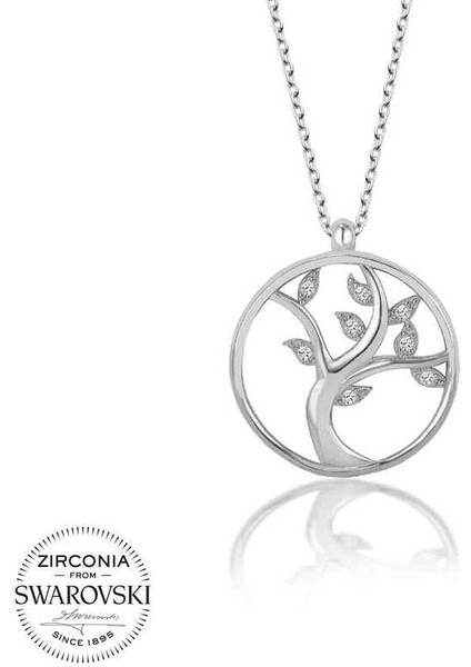 Swarovski Taşlı Gümüş Hayat Ağacı Bayan Kolye
