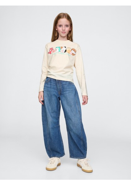 Kız Çocuk Bej Grafik Uzun Kollu T-Shirt fırsatları