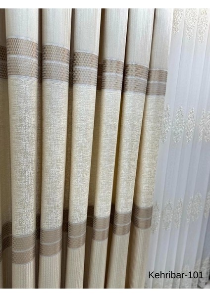 Nivemeshome Kehribar FT614162 Krem V-101 1/3 Sık Pileli Fon Perde Apm fiyatları