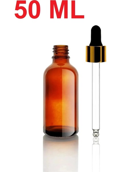 4 Adet 50 ml Amber Cam Şişe Gold Kapaklı Cam Damlalıklı Boş Çok Amaçlı Yağ Esans Şişesi 4X50ML