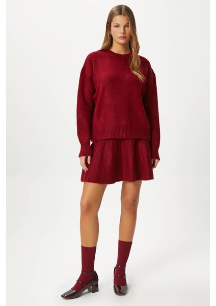 Kadın Hope Kazak Etek Alt Üst Bordo Triko Takım fiyatları