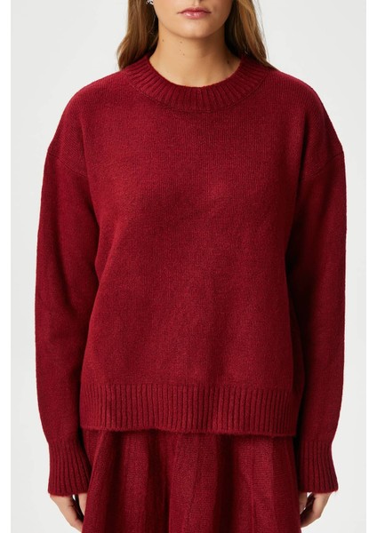 Kadın Hope Kazak Etek Alt Üst Bordo Triko Takım modelleri