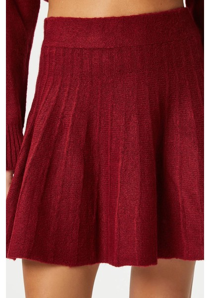 Kadın Hope Kazak Etek Alt Üst Bordo Triko Takım