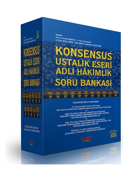 Konsensus Ustalık Eseri Adli Hakimlik Soru Bankası Savaş Yayınları Temmuz 2025