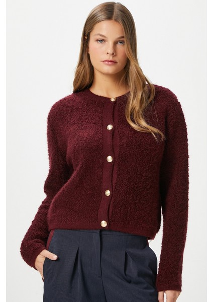 Kadın Edna Bordo Buklet Hırka