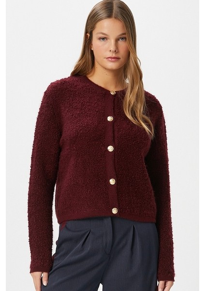 Kadın Edna Bordo Buklet Hırka modelleri