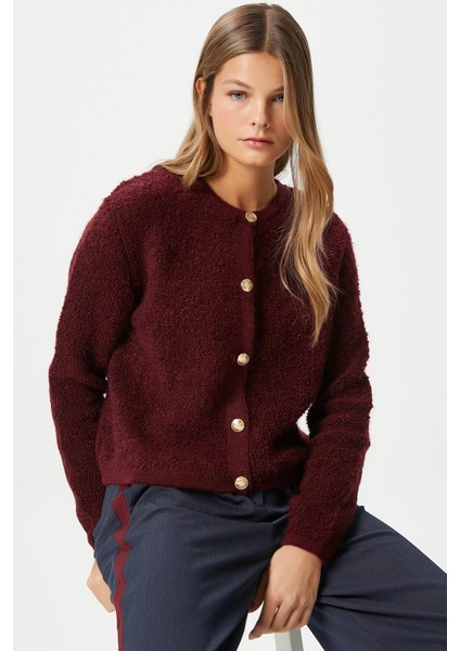 Kadın Edna Bordo Buklet Hırka