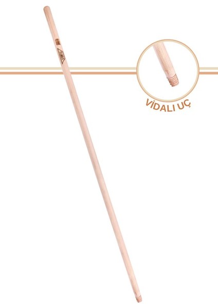Vidalı Ağaç Sap 120 cm FT730, Çekpas Sopası Paspas Fırça Faraş Süpürge Mop Sapı (Standart Vidalı Uç)