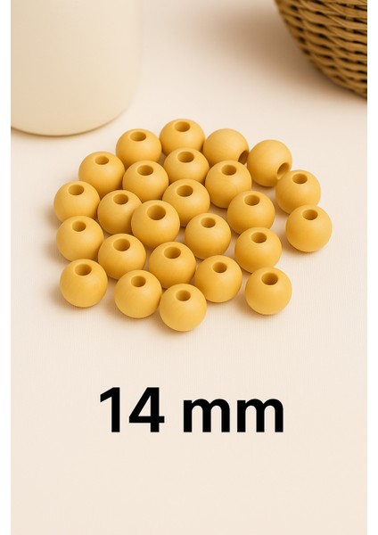 Ahşap Boncuk, 14MM Ham Ahşap Tahta Boncuk 200 Adet