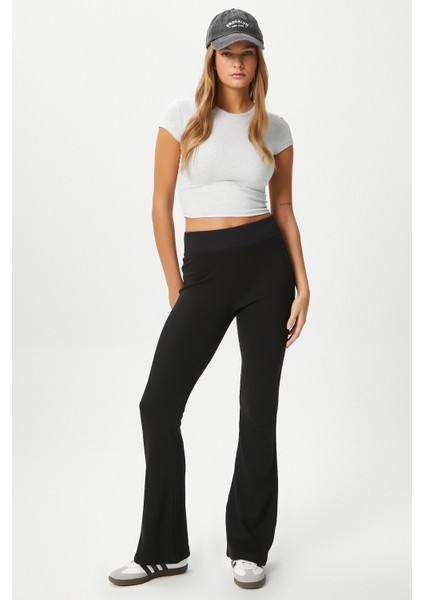 Kadın Eden Beli Fitilli Ispanyol Paça Siyah Eşofman Altı fiyatları