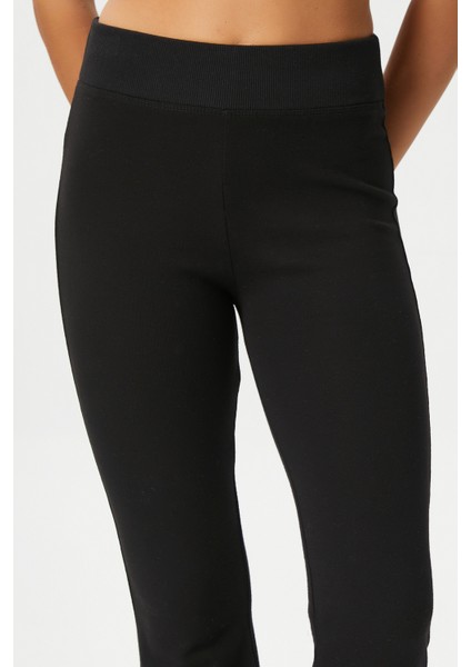 Kadın Eden Beli Fitilli Ispanyol Paça Siyah Eşofman Altı indirimleri