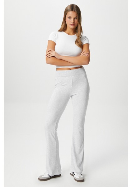 Kadın Eden Beli Fitilli Ispanyol Paça Gri Eşofman Altı fiyatları