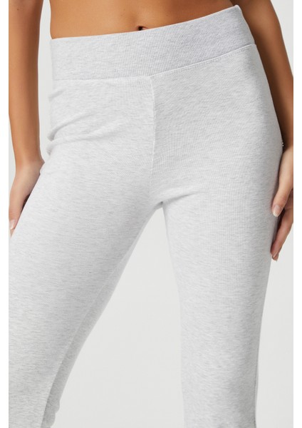 Kadın Eden Beli Fitilli Ispanyol Paça Gri Eşofman Altı modelleri