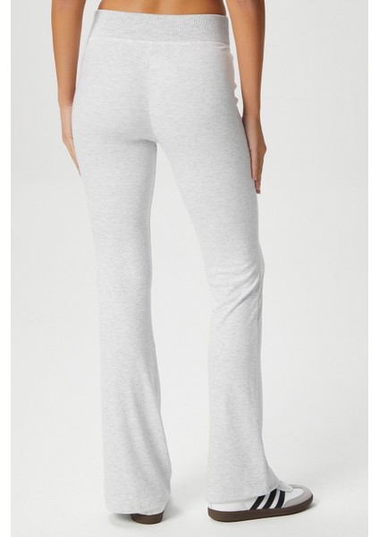 Kadın Eden Beli Fitilli Ispanyol Paça Gri Eşofman Altı fırsatları