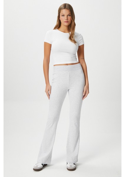 Kadın Eden Beli Fitilli Ispanyol Paça Gri Eşofman Altı indirimleri