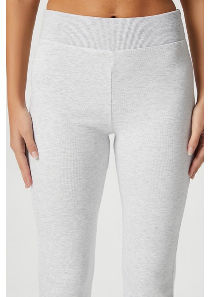 Kadın Eden Beli Fitilli Ispanyol Paça Gri Eşofman Altı