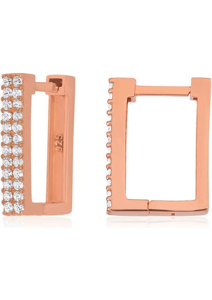 Gümüş Beyaz Taşlı Kare Küpe