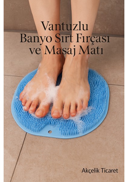"vantuzlu Banyo Sırt Fırçası ve Masaj Matı - Derin Temizlik