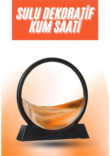 3D LED Işıklı Kum Saati Gece Lambası Hareketli Sulu Kum Saati Orta Boy