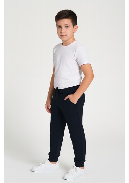 Lacivert Kalın Pamuklu Beli ve Paçası Lastikli Cepli 5-6-7-8-9-10-11-12 Yaş Erkek Çocuk Eşofman Altı fiyatları