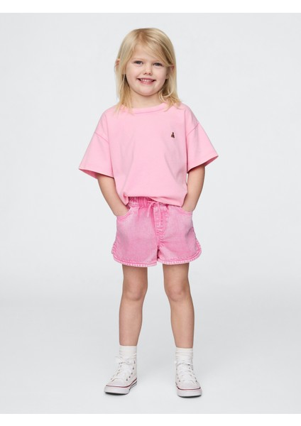 Kız Bebek Pembe Ultrasoft Denim Şort