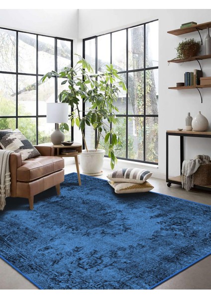 Vitage Mavi Eskitme Model Dokuma Taban Kilim fırsatları